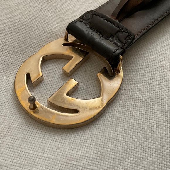 Gucci Guccissima Embossed Brown Leather Gg Marmont Belt Size 90/36 Made in Italy - Picture 6 of 13